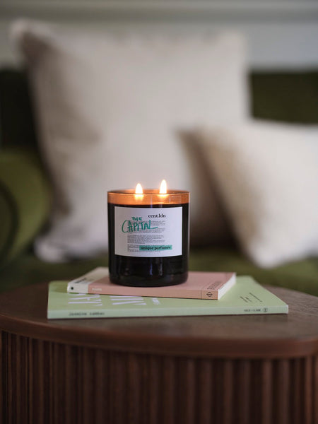 cent ldn candle on bedside table