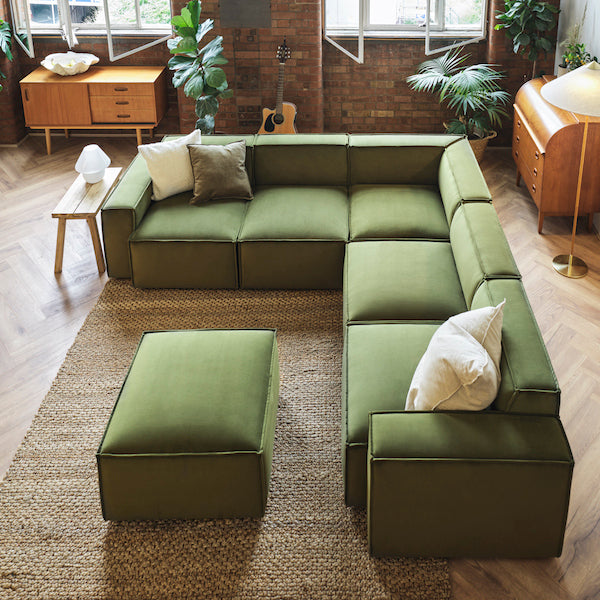 green corner sofa