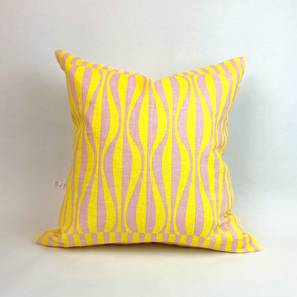 Wavy Print Yellow Pink Cushion