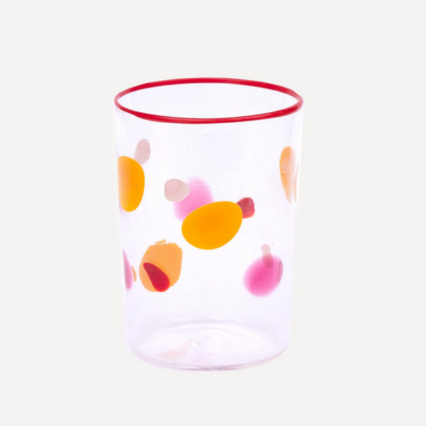 Spotted Tumbler Glass Pink Orange Red