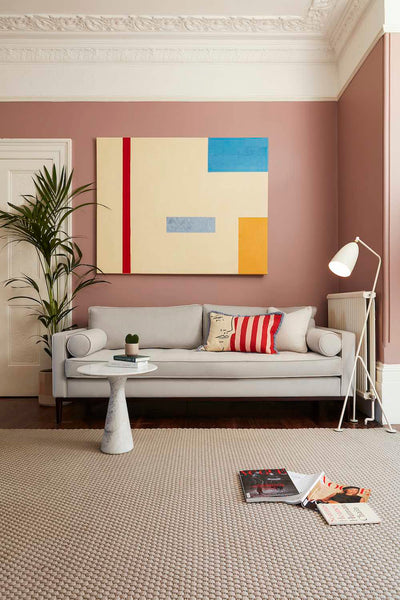 pastel pink living room wall