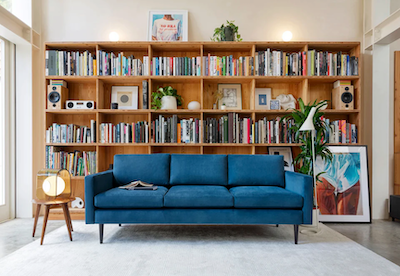 Velvet teal sofa