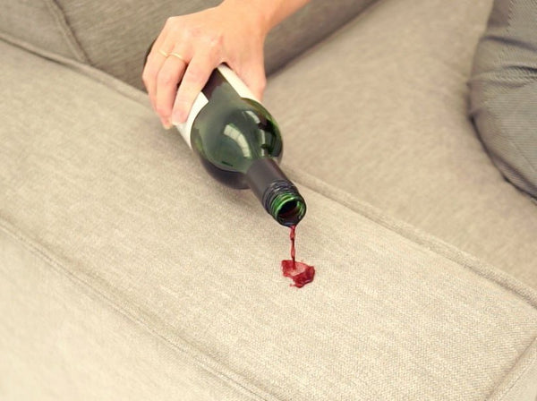 Wine spill on stain resistant fabric
