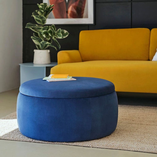 blue storage ottoman