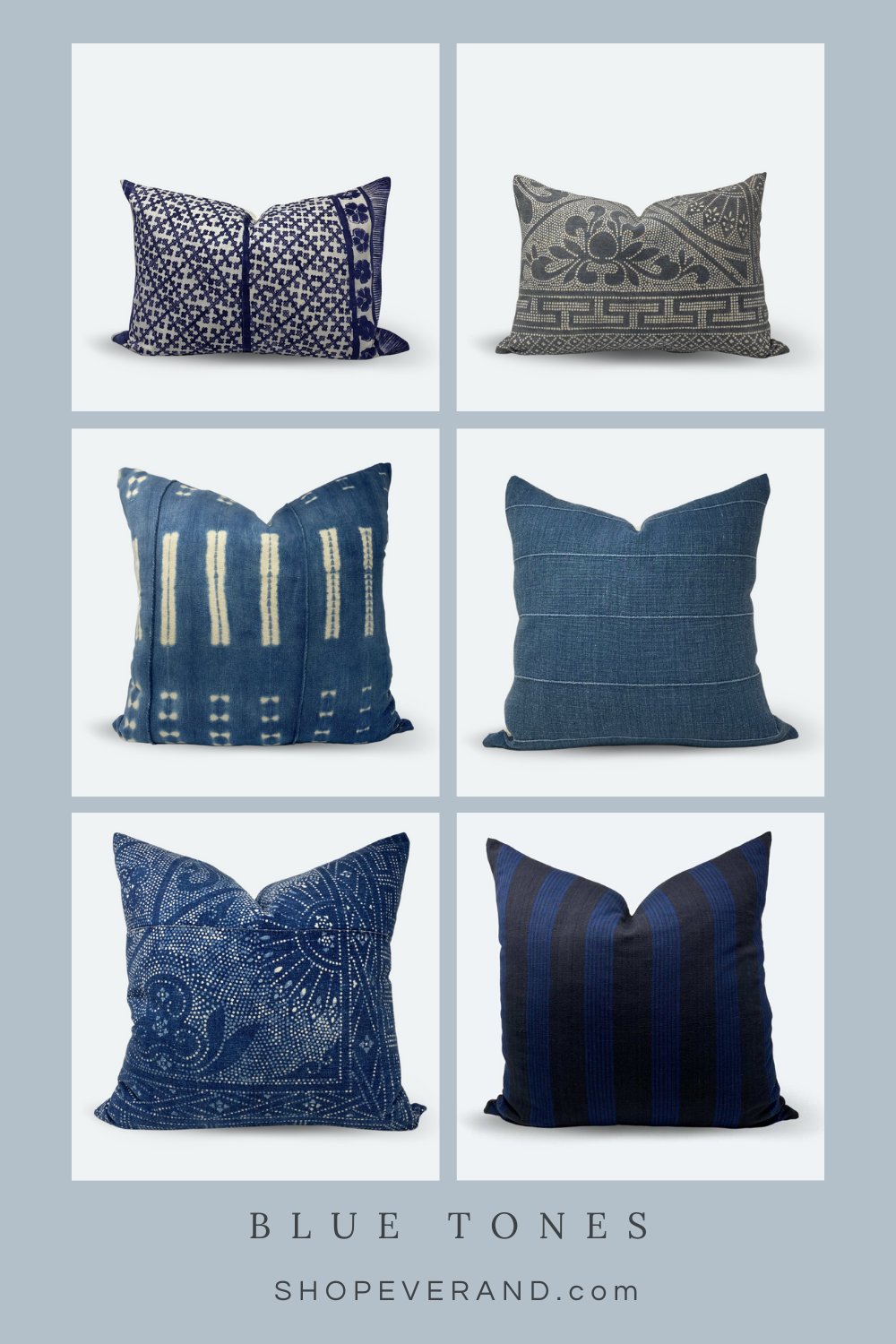 Everand blue tone throw pillows for spring