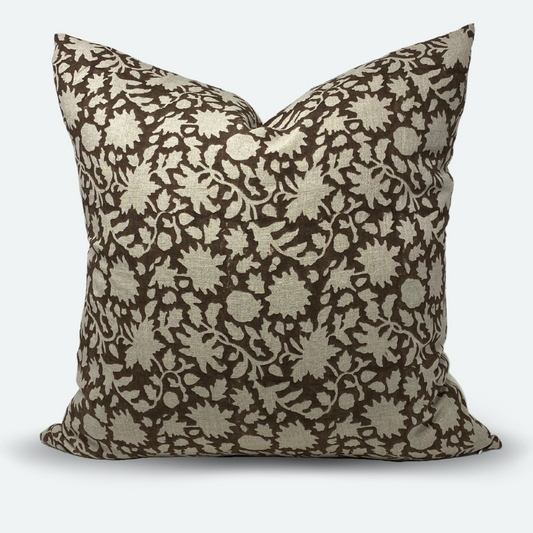 Large Lumbar Pillow Cover - Cocoa Vine Block Print – EVERAND