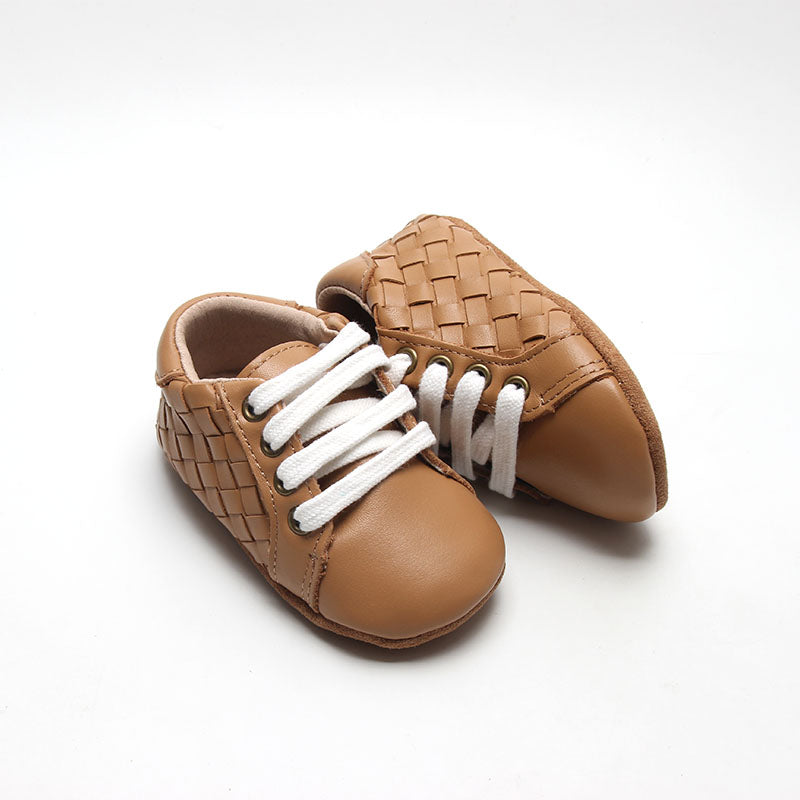 Rust' Leather Toddler Woven Sneaker Shoes | Hard Sole – Consciously Baby