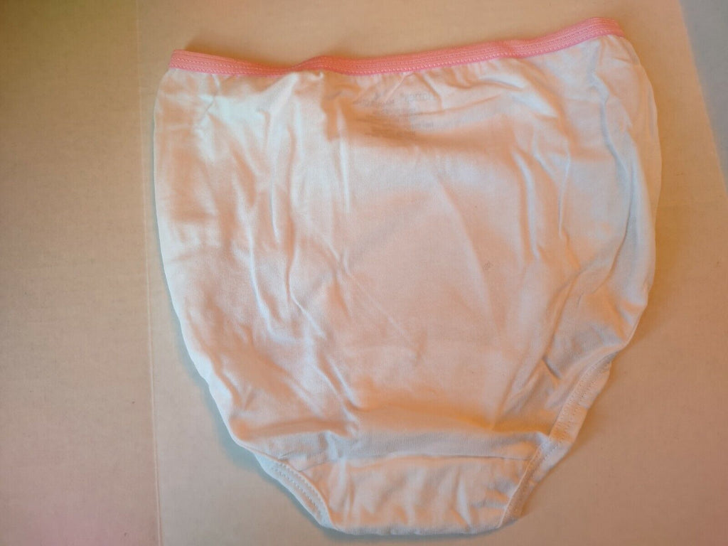 Girls Tagless Briefs Size 8 Super Soft Waistband Breathable Cotton White w Pink