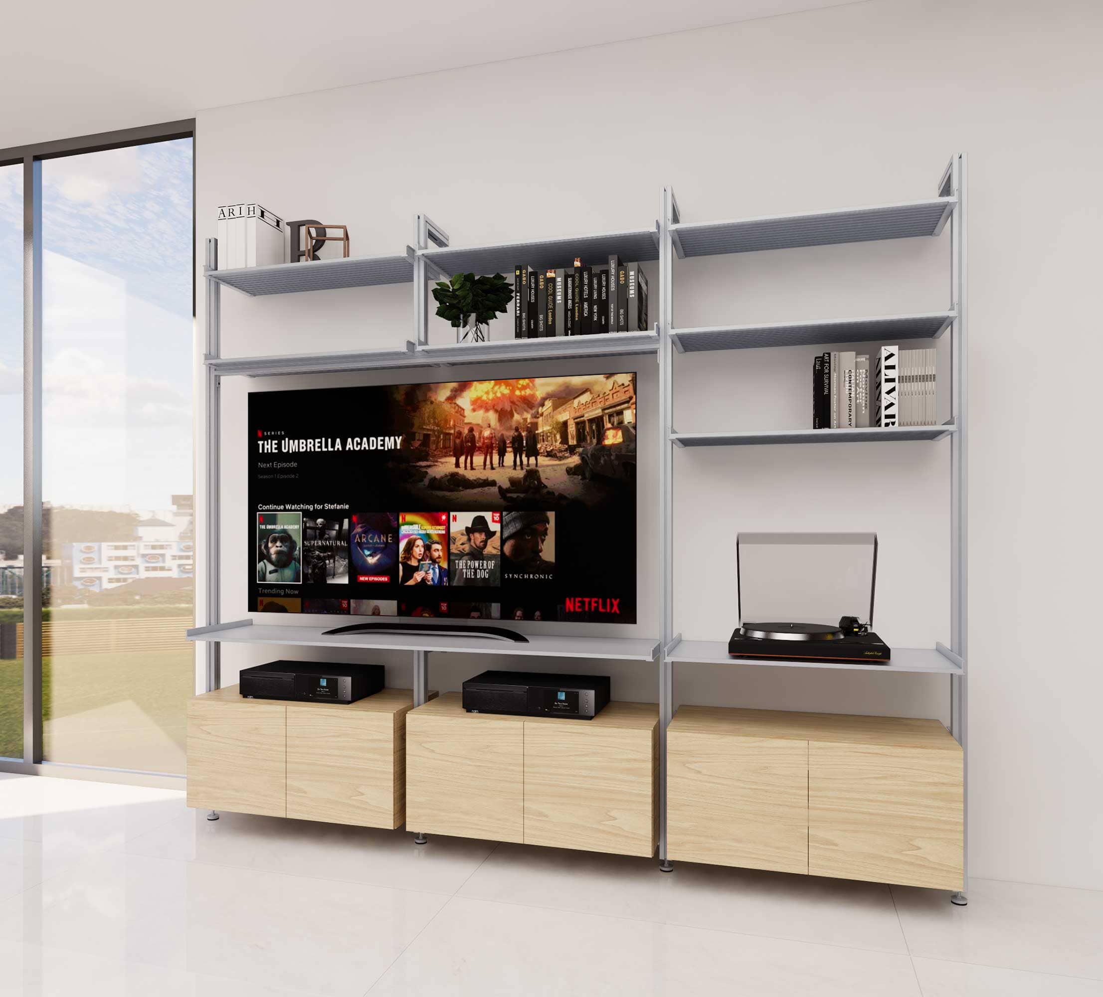 3 Bay Media Center - Modern Shelving product image