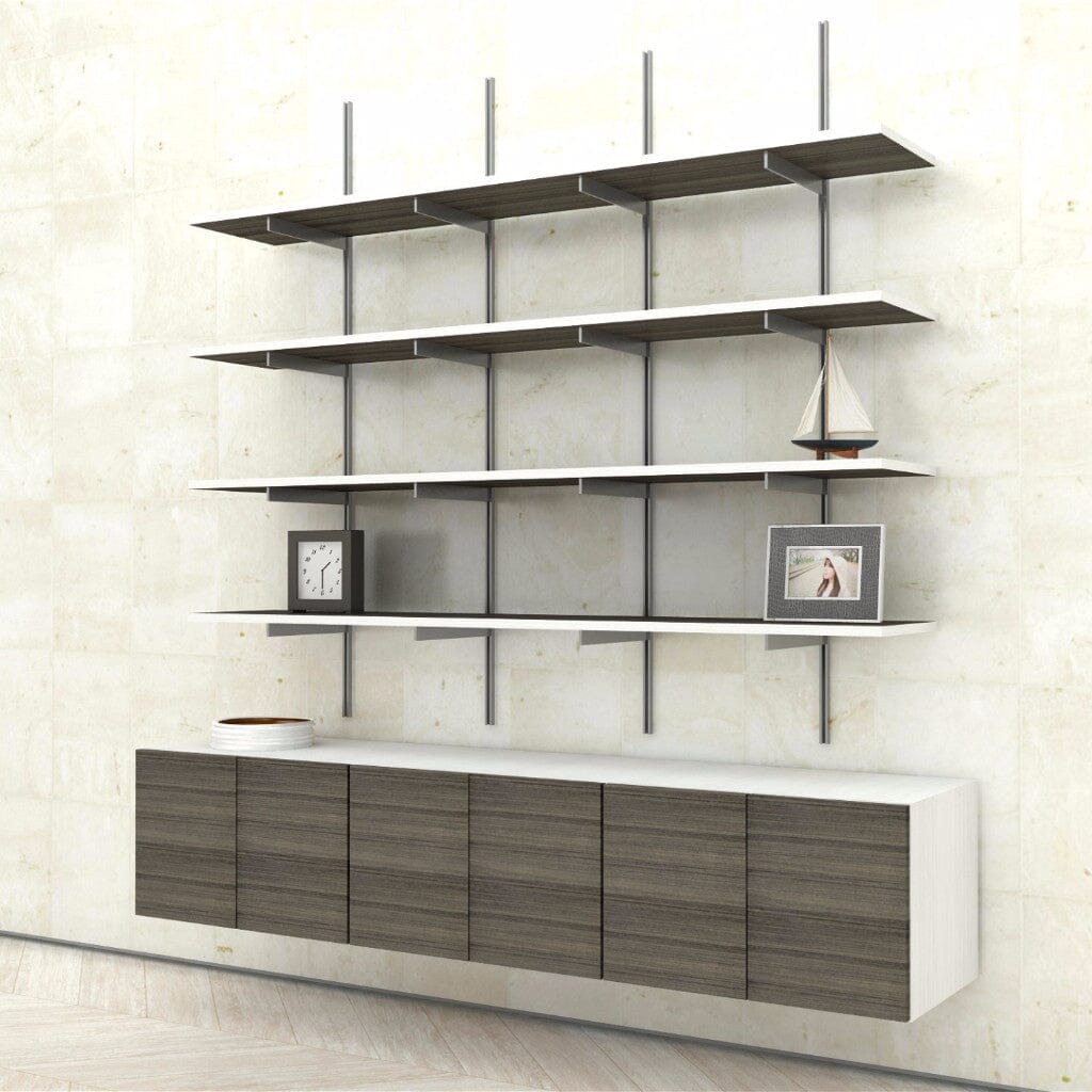 Wall Mounted Shelves with 3 Bay Modern Shelving