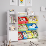 Sturdis Kids Toy Storage Organizer with Bookshelf and 8 Multi Colored ...