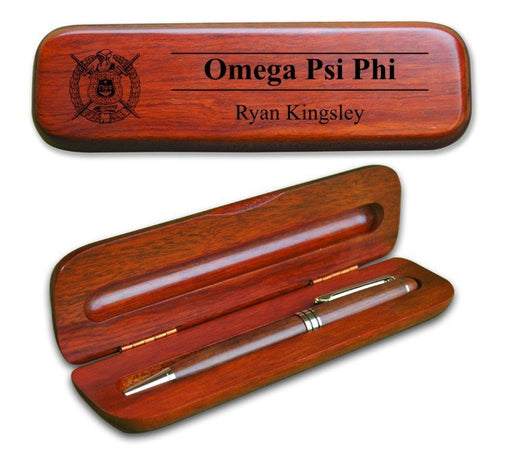 Omega Psi Phi Wooden Pen Case & Pen