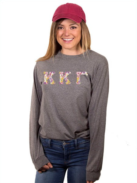 Onzin brandstof Opschudding Kappa Kappa Gamma Long Sleeve T-shirt with Sewn-On Letters — GreekU