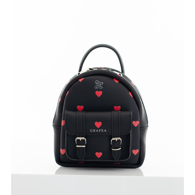 MINI ZIPPY RED HEARTS - Small Leather Backpack – GRAFEA
