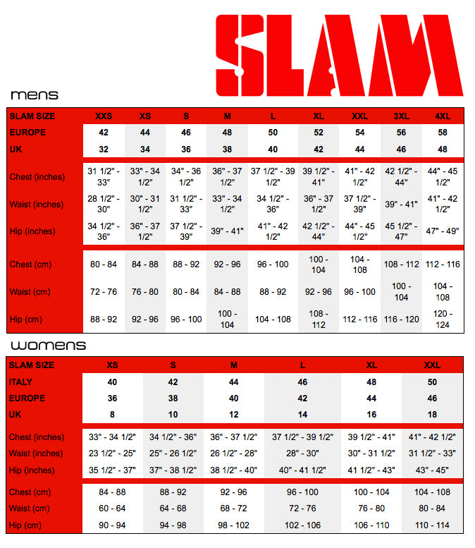 SLAM Size Chart #2 – Boater's Closet