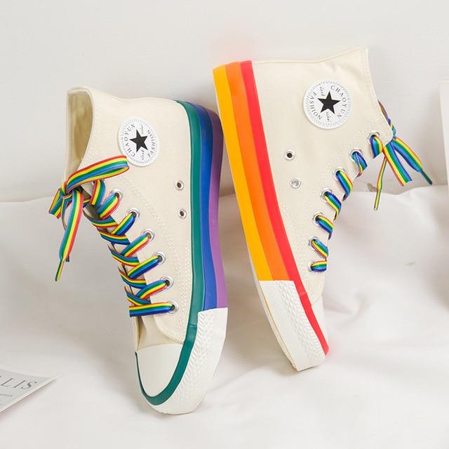 rainbow high top shoes