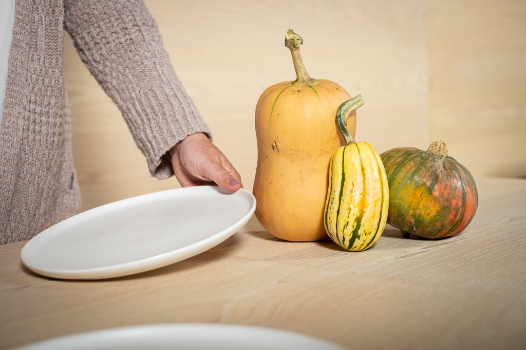 squash and plates