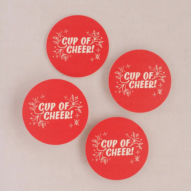 Cup Of Cheer Red Coasters