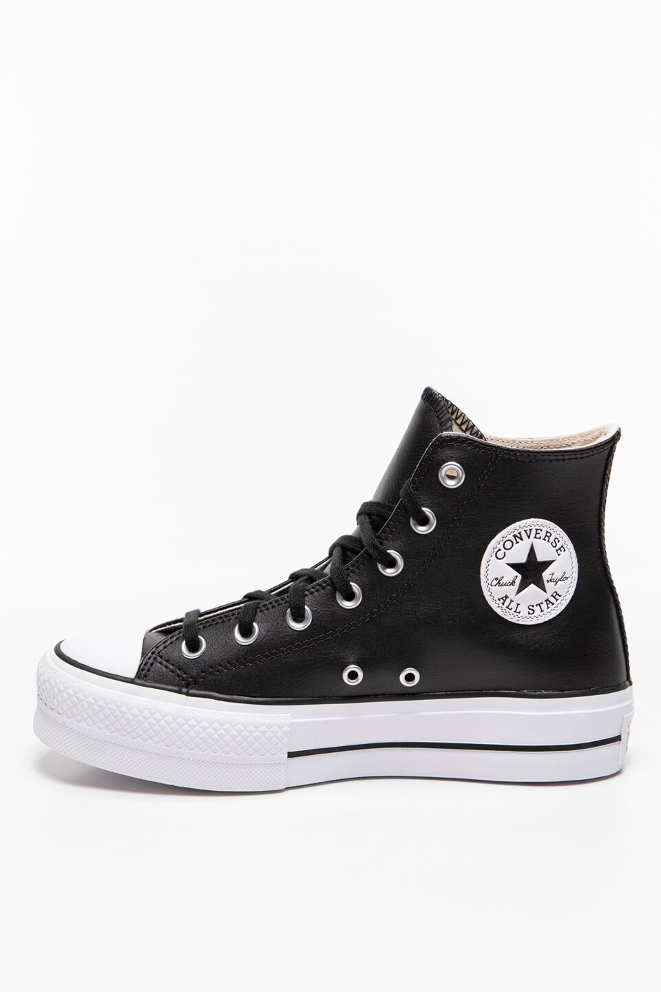 converse black leather chuck taylor all star lift hi sneakers