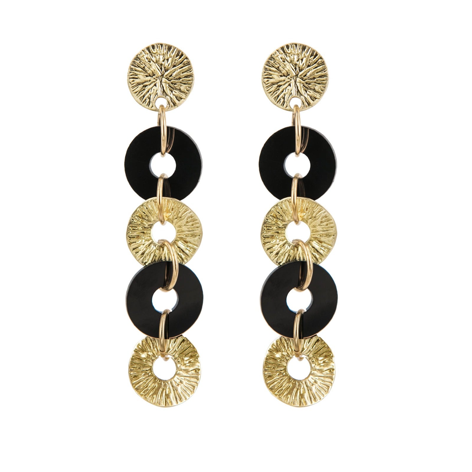 EARRINGS POLO GOLD AND BLACK – Chiara Bcn Jewelry