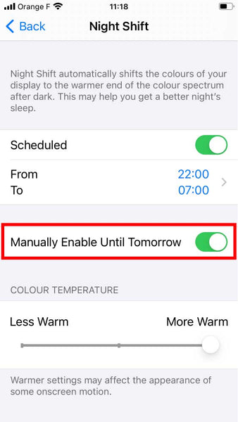 How to turn off blue light on iPhone using Night Shift