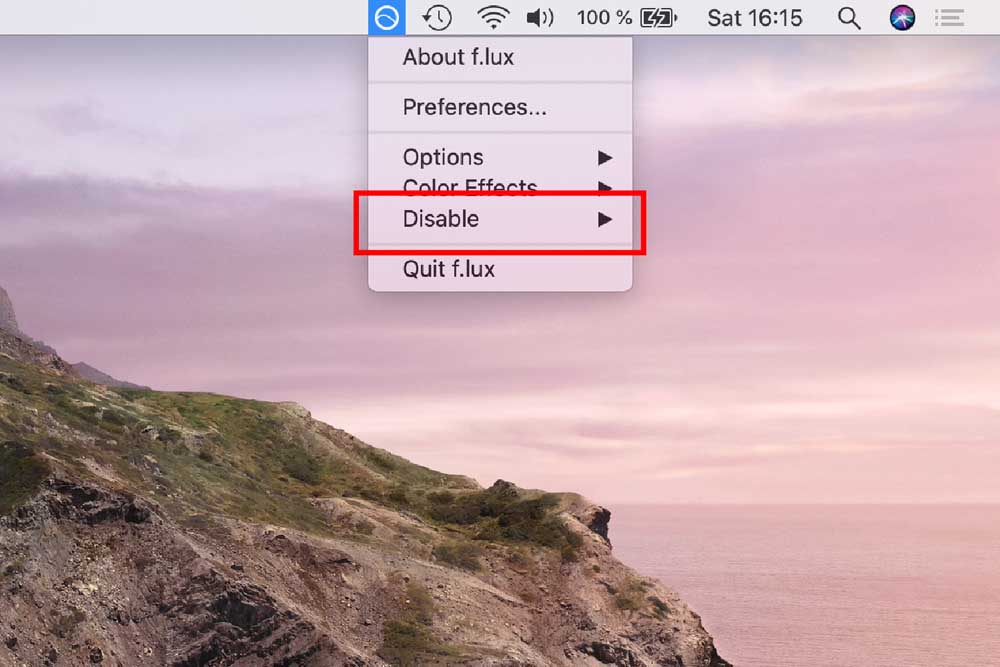 How to disable flux temporarily step 2
