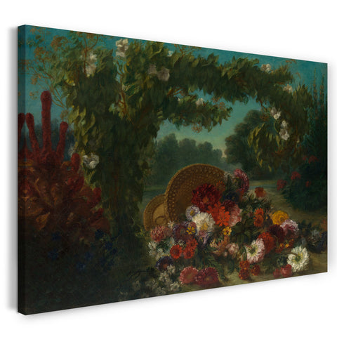 Leinwandbild Eugène Delacroix - Korb mit Blumen