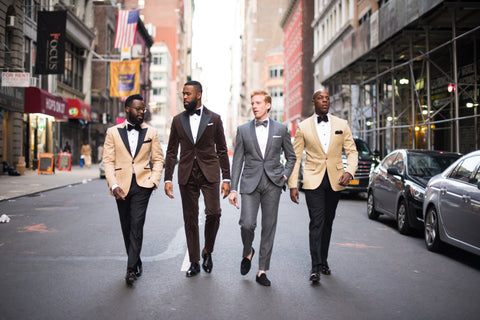 wedding guest walking the street