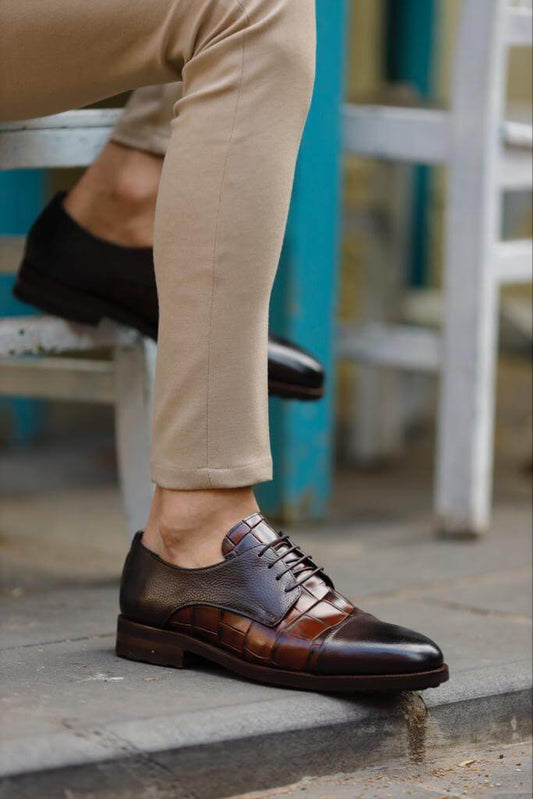 Louis Vuitton LV Dress Shoes Oxford Derby Leather Brown Men's Size UK 7.5  US 8.5