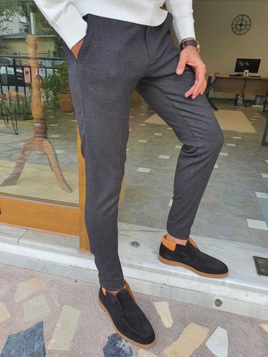 Buy Men Black Slim Fit Solid Casual Trousers Online - 706180