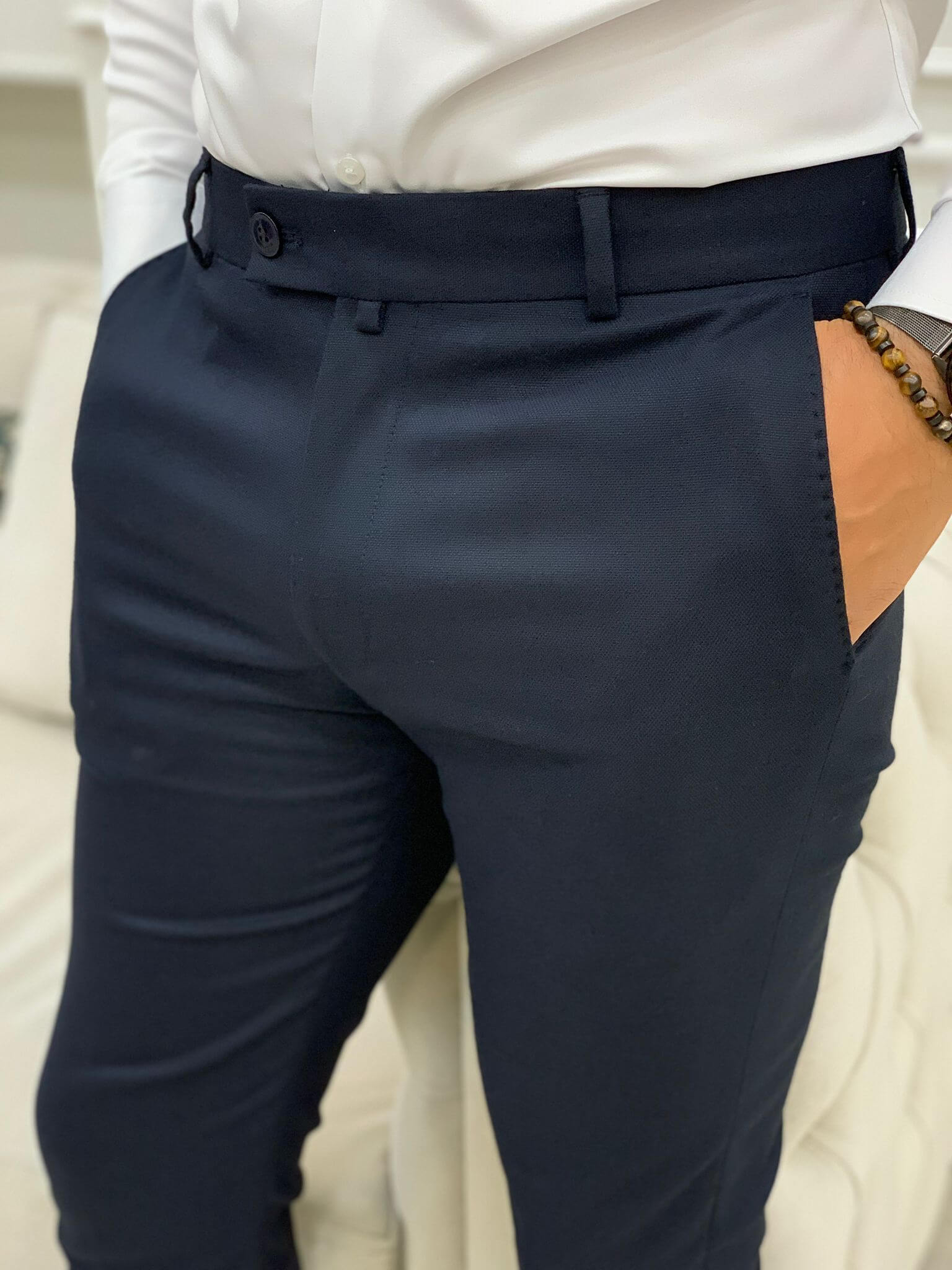 Luke Slim Fit Dark Blue Pants – MCR TAILOR