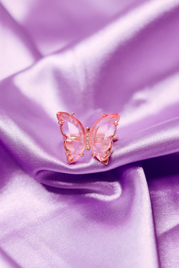 KATINA BUTTERFLY ADJUSTABLE RING - PINK - Idol Style - affordable boutique