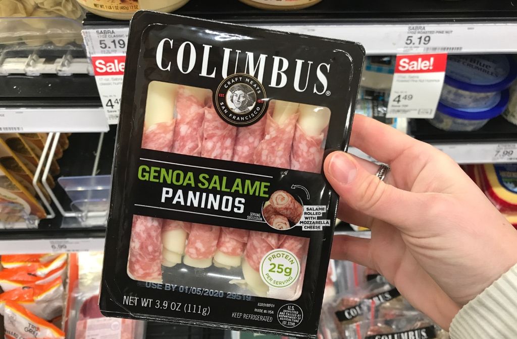 a container of columbus genoa salame paninons