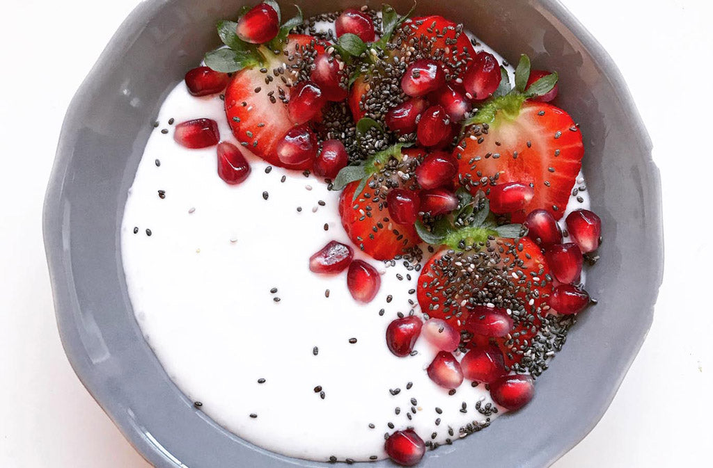 bowl of yogurt with whey protein and fruit