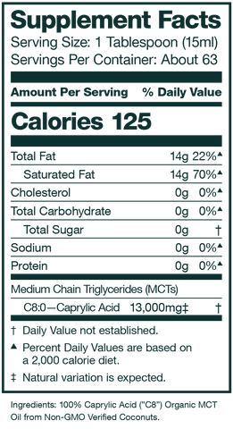 natural force organic pure c8 mct oil nutrition supplement facts