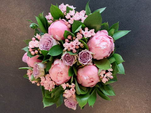 Flower bouquet in pink tone on tone