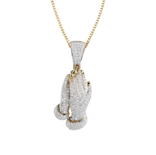 10k Solid Gold Classic Praying Hands Pendant Necklace (LEFT FACING) (M –  Fran & Co. Jewelry Inc.