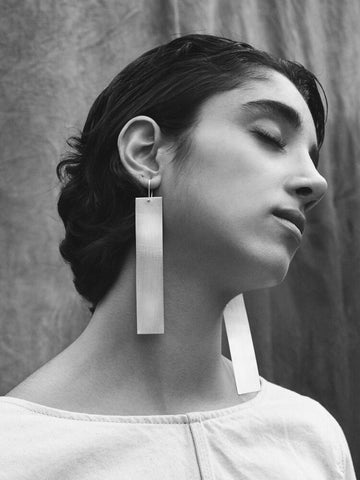 Jahku Studio Palala Rectangle Silver Earrings