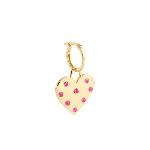 Heart Charm Earring Gold and Pink Crystals