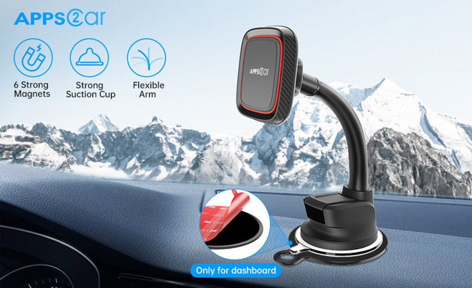 APPS2Car Adjustable Arm Suction Cup Magnetic Dash Mount Car Phone Holder –  APPS2Car Mount