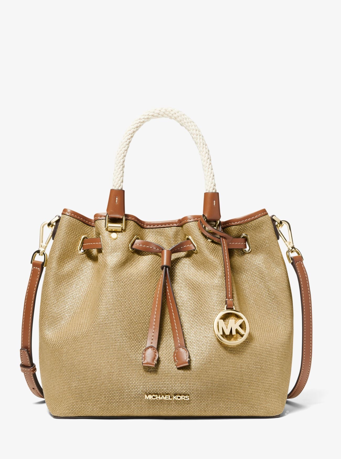 MICHAEL KORS Blakely Large Metallic Canvas Bucket Bag, 