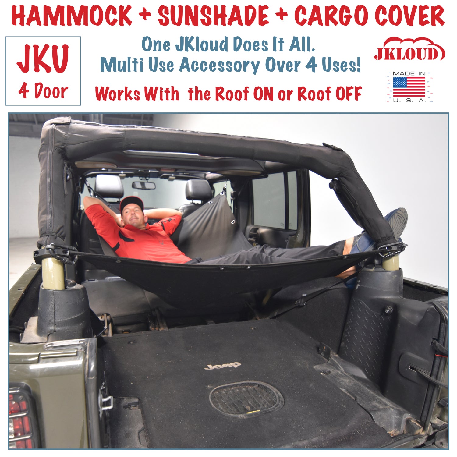 JKloud Hammock fitted for Jeep Wrangler JK 4 Door | Jkloud