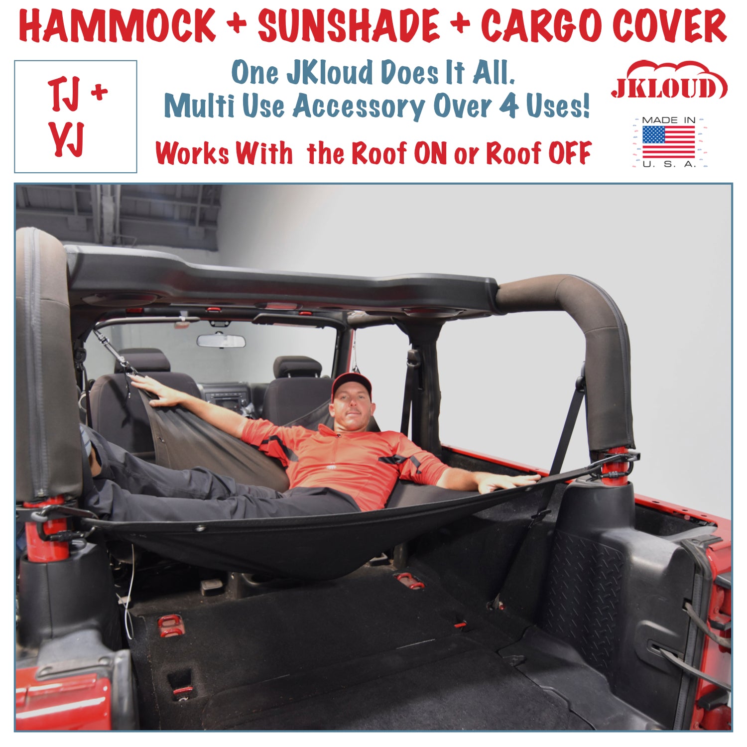 JKloud Hammock fitted for Jeep Wrangler TJ or YJ 2 Door | Jkloud