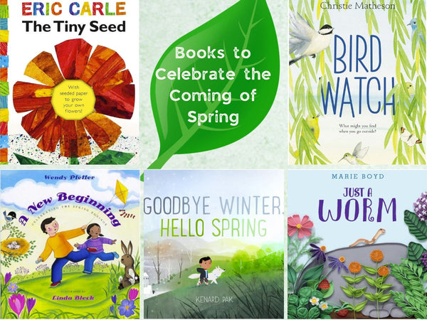 An image showcasing six books about spring