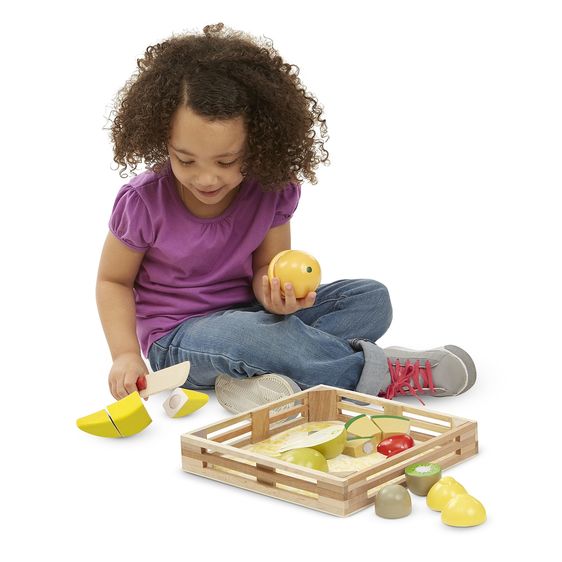 wooden cutting fruit set