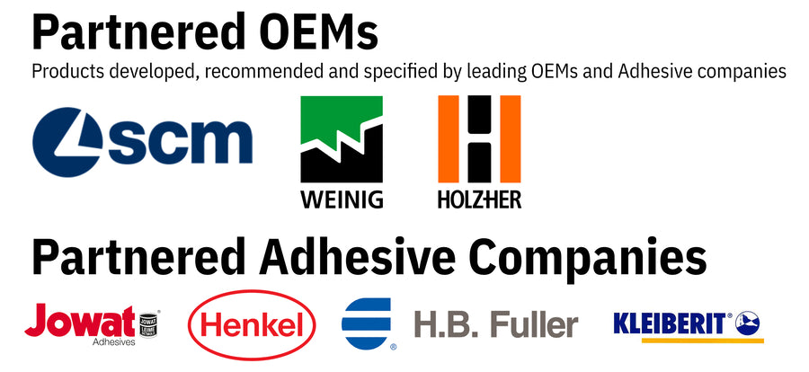 ACMOS Partnered OEMS Adhesive Companies Brands Logos, SCM, Weinig, Holzher, Jowat, Henkel, H.B. Fuller, Kleiberit