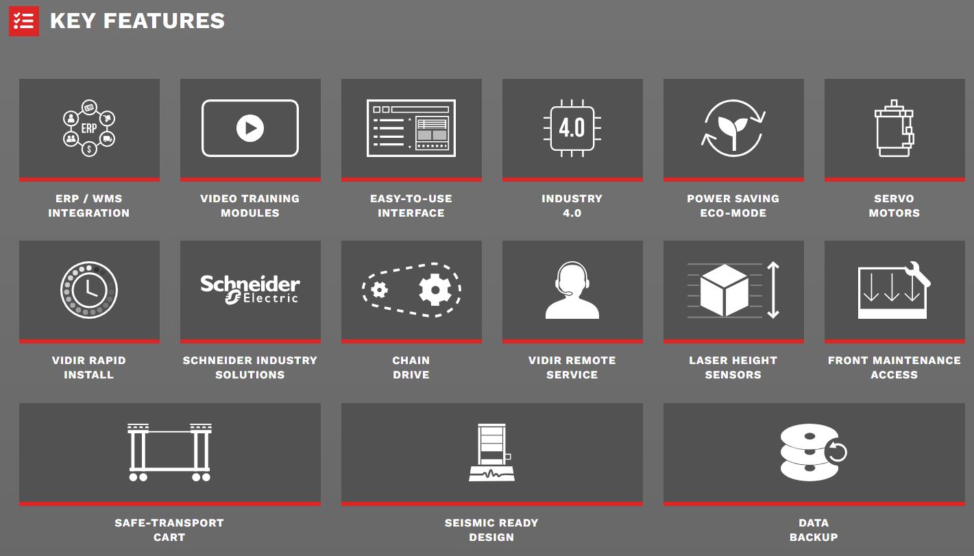 Vidir Vertical Lift Module Key Features