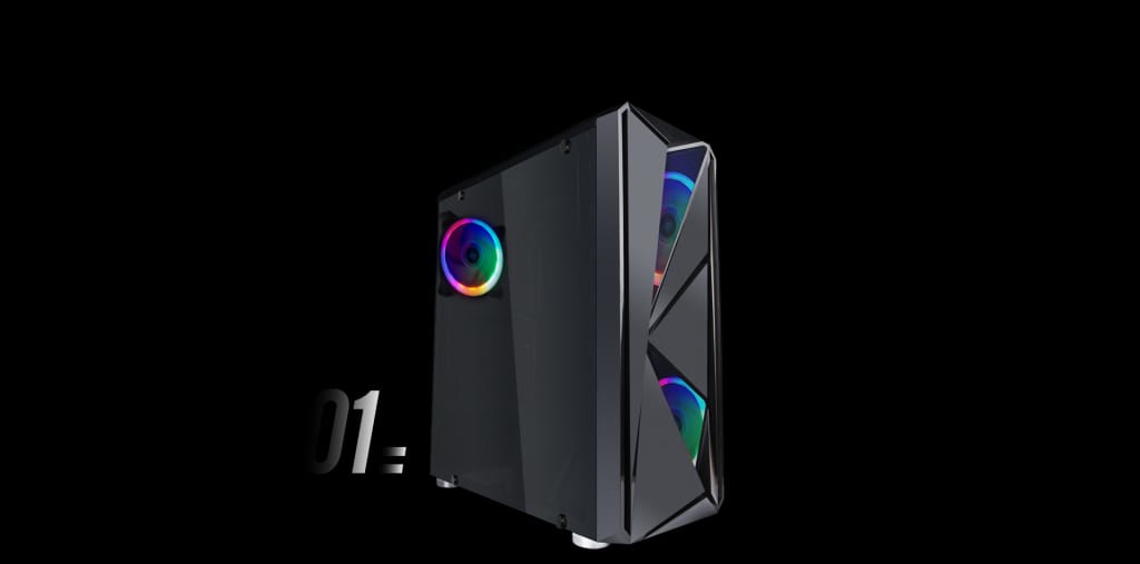 1st Player F4 (black) Firerose Series Atx Gaming Case (with 3 B1 non Rgb Fans)