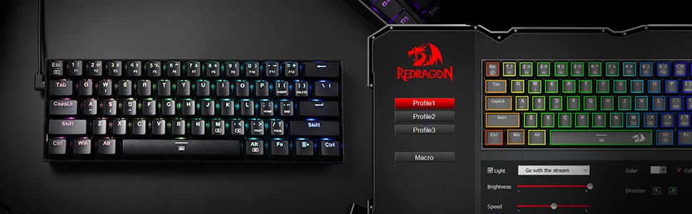 Redragon K630 Dragonborn 60% Wired Rgb Gaming Keyboard Black