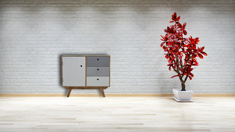 Bien-aise, meuble de rangement en bois massif à 3 tiroirs.